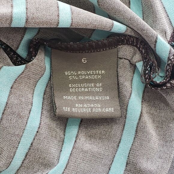 Taylor Black/Green Teal Striped Side Slits Maxi Dress Sz 6 - Picture 12 of 13